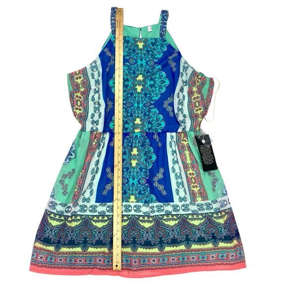 Loralette Dress Womens 2X Green Blue Paisley Print Summer Boho Beach Flowy NEW - Picture 14 of 16
